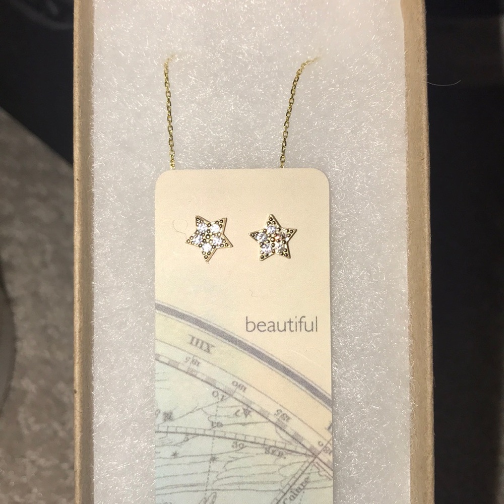 Pave star Necklace and Earrings set - Picture 6 of 7